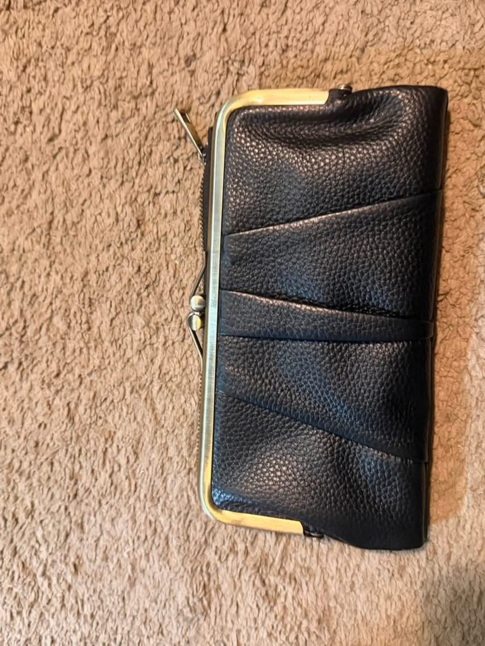 Black Leather Frame Wallet Clutch - Women Bags